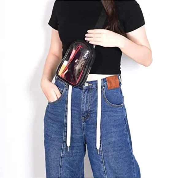 Mini Clear Sling Bag Stadium Approved Crossbody Fanny Pack Lightweight Durable - Picture 2 of 7